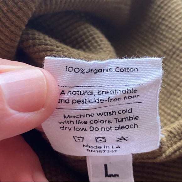 Mate The Label Woman Size L Long Sleeve Cropped Crew Neck Thermal Shirt Organic - Picture 12 of 14